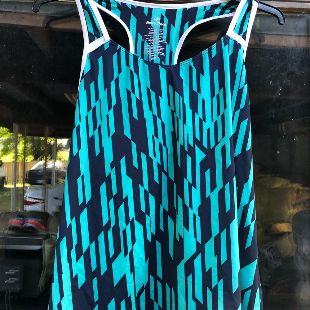 NorticTrack Aqua Blue Tank Tops Racer Size Large